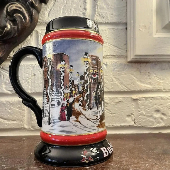 Budweiser Anheuser 1992 Holiday Series Beer Stein CS167 “A‎ Perfect Christmas” - Picture 1 of 9